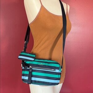 New Kate Spade Emerald Navy and Blue Striped Handbag
